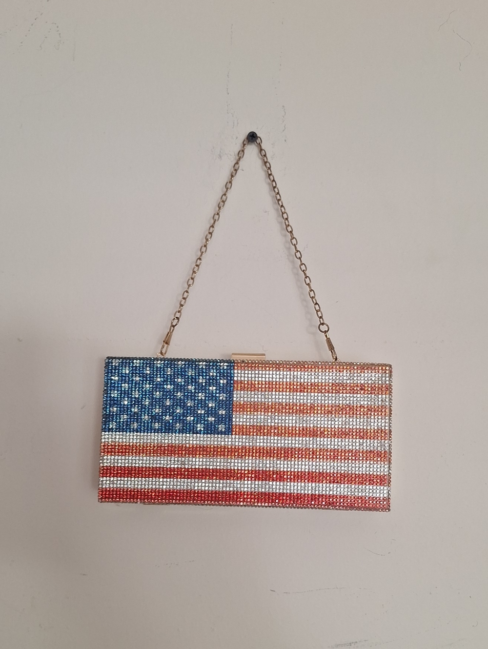 Crystal Flag Mini Clutch Bag in Blue, Red & White